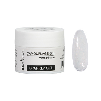 Гель с блестками для наращивания ногтей Sofiprofi CAMOUFLAGE GEL microshimmer, 15 мл